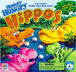 box cover of the Hungry Hungry Hippos board game